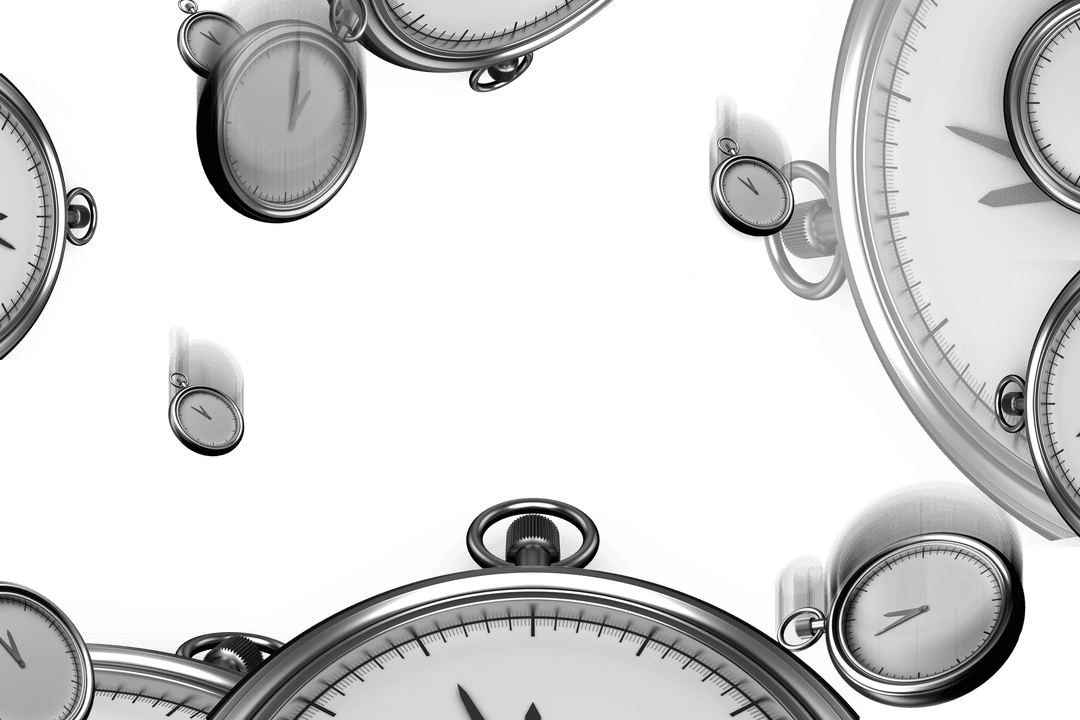 Floating Silver Second Hands on Transparent Background