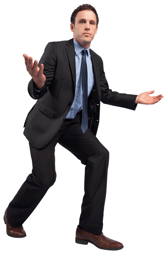Businessman in Suit Posing with Transparent Background
