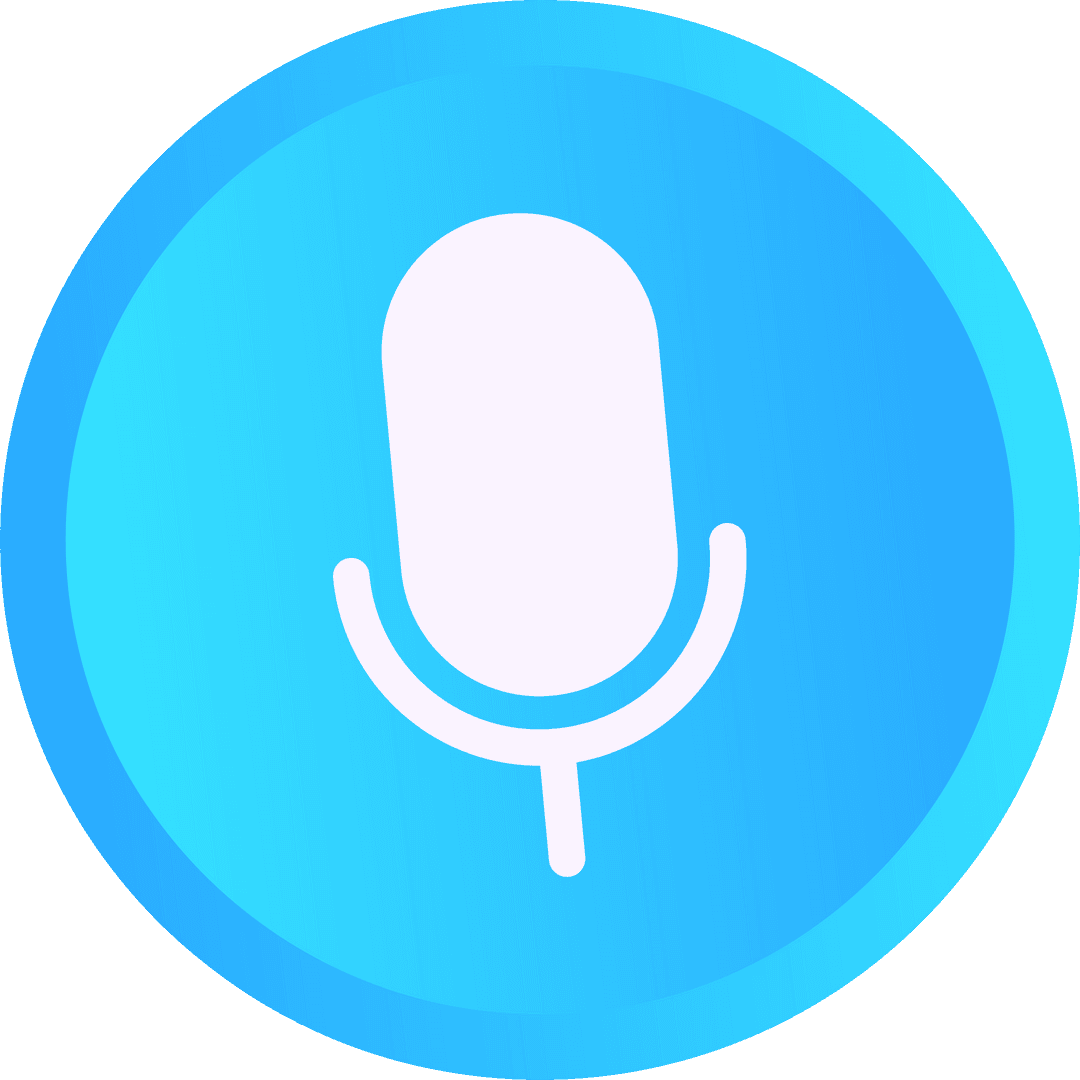 Flat Blue Microphone Icon with Transparent Background