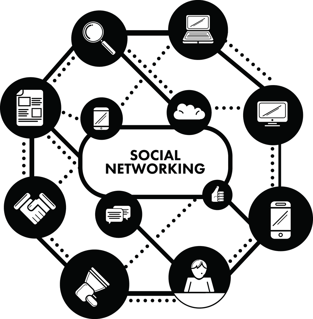 Social Networking Icons on Transparent Background