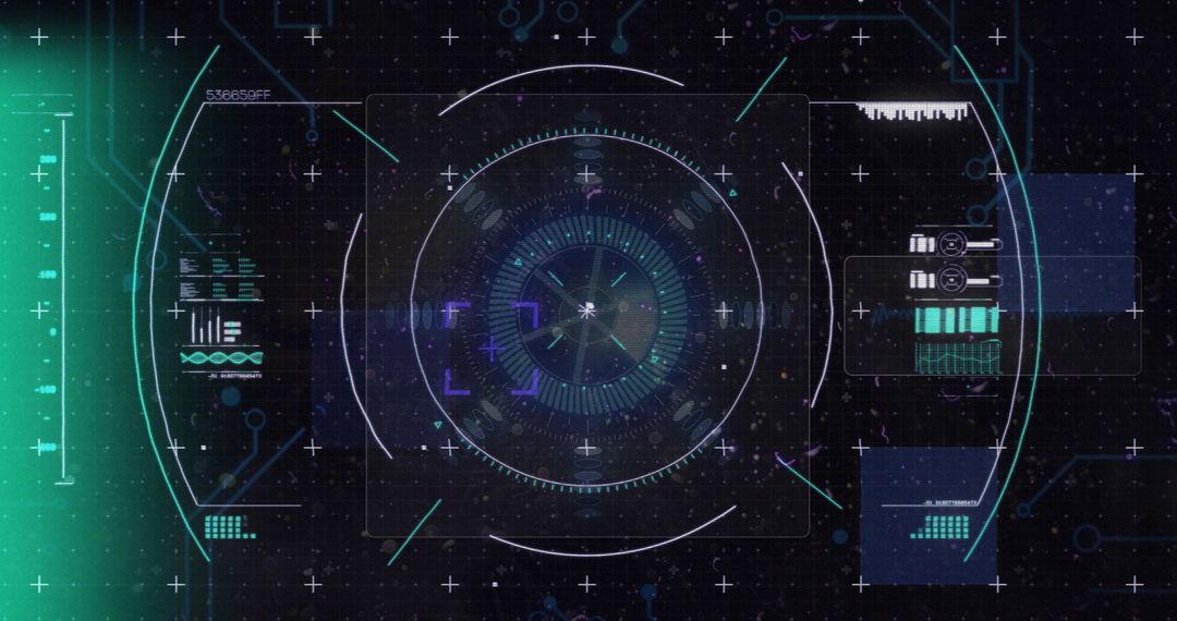 Futuristic Digital Data Processing Interface Dashboard