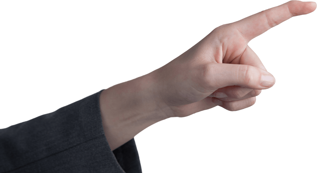 Close-Up of Hand Pointing Against Transparent Background