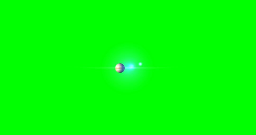 Planet with Blue Light in Vivid Green Space