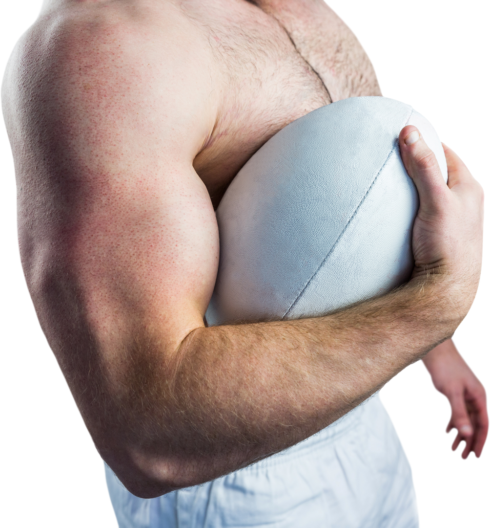 Shirtless Rugby Player Holding White Rugby Ball – Transparent Background - Download Free Stock Images Pikwizard.com