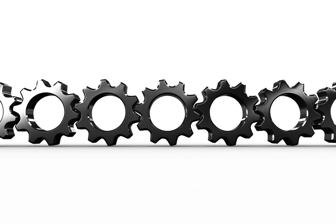 Transparent Metal Cogs and Wheels Showing Connectivity