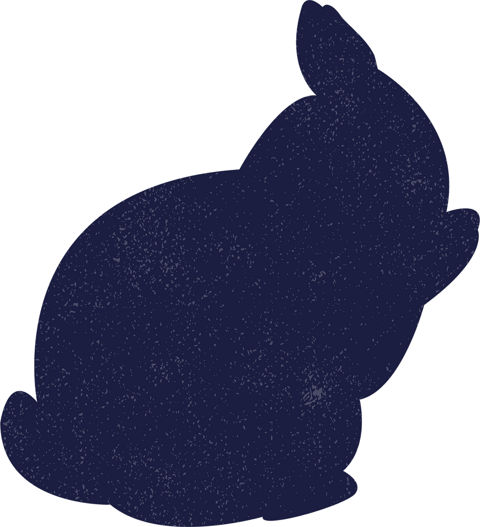 Blue Rabbit Silhouette on Transparent Background for Easter Theme