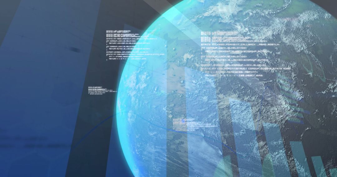Digital Interface of Data Processing on Globe Background