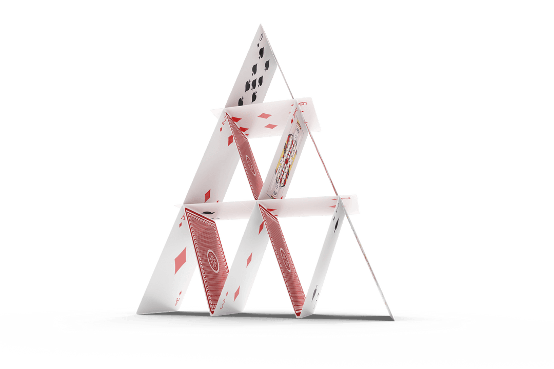 Transparent 3D Structure of Card Castle Balancing
