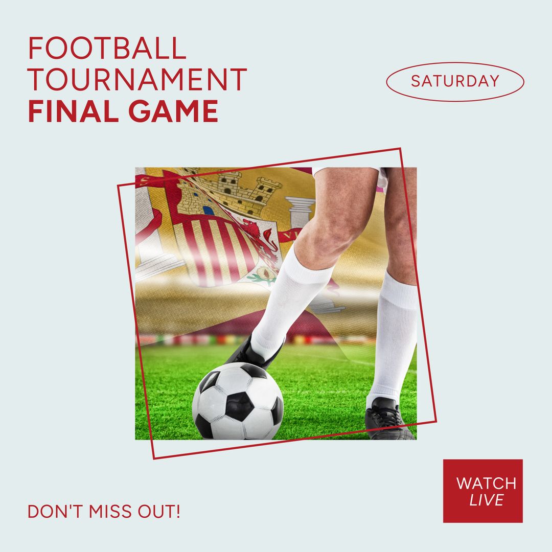 Football Tournament Final with Spanish Flag and Player