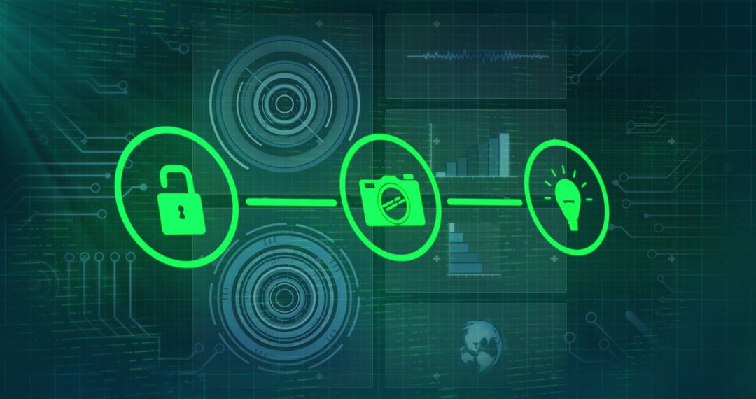 Digital Interface with Padlock Icon Representing Data Security
