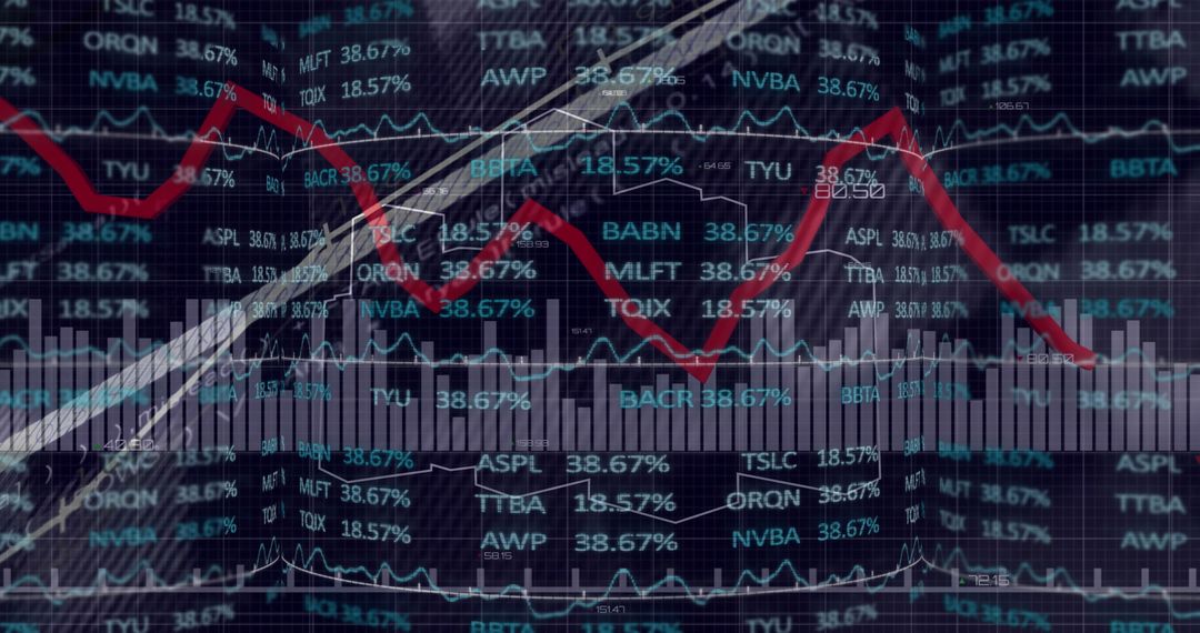 Dynamic Financial Data Display with Market Decline Illustrated