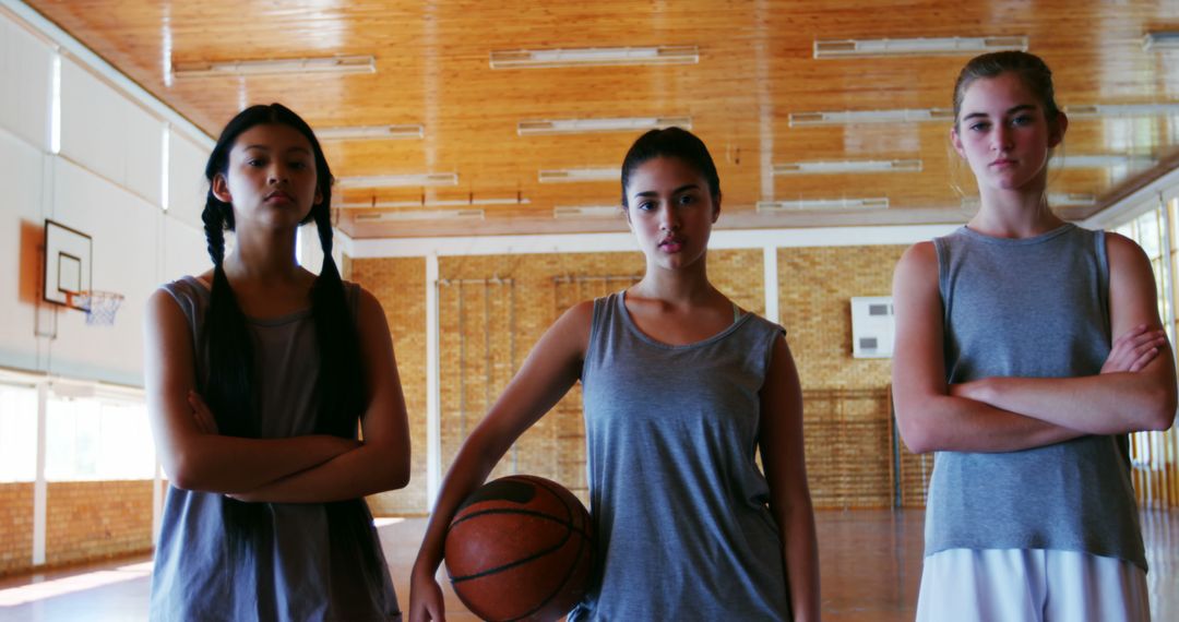 Confident Teenage Girls on Basketball Court - Free Images, Stock Photos and Pictures on Pikwizard.com