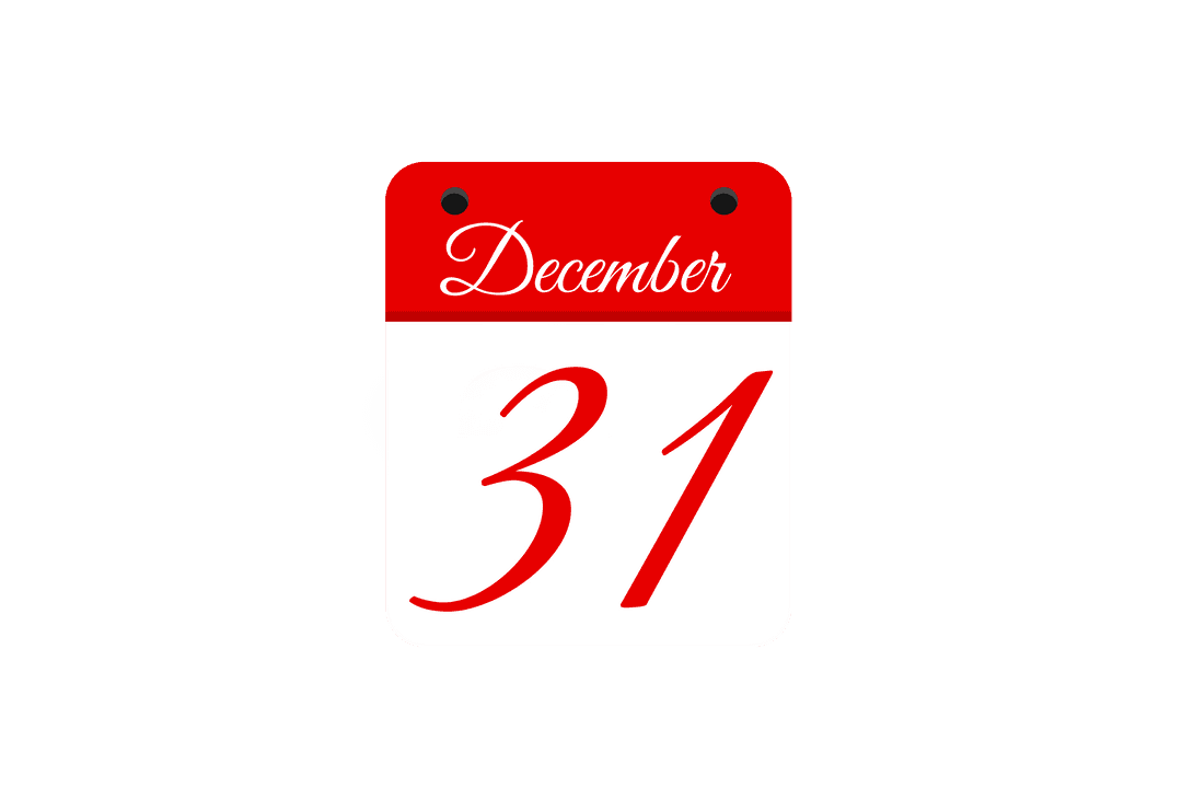 Transparent Calendar Icon Displays December 31 Isolated