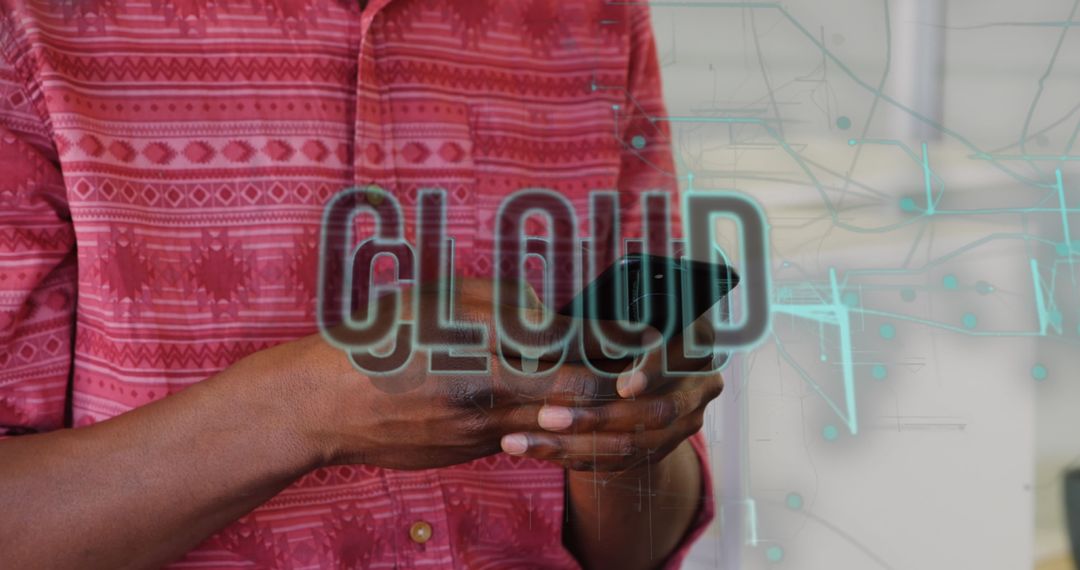 Digital Cloud Technology Concept with Light Trails