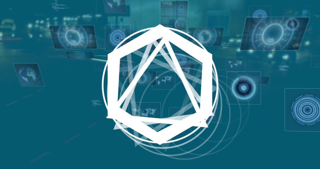 Digital Interface with Geometric Graphic on Highway Background