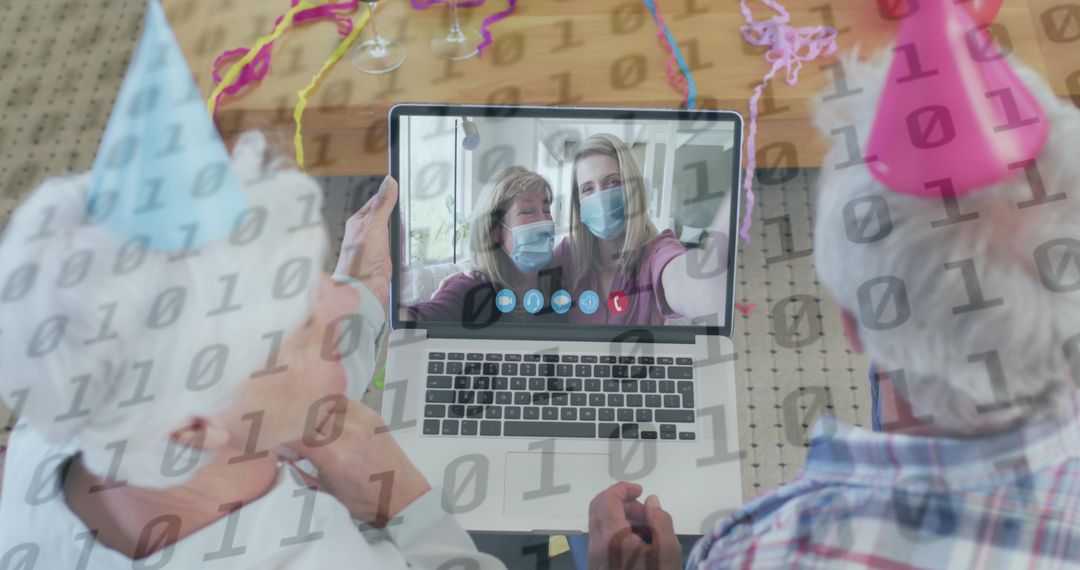 Senior Couple Video Calling Loved Ones During Pandemic