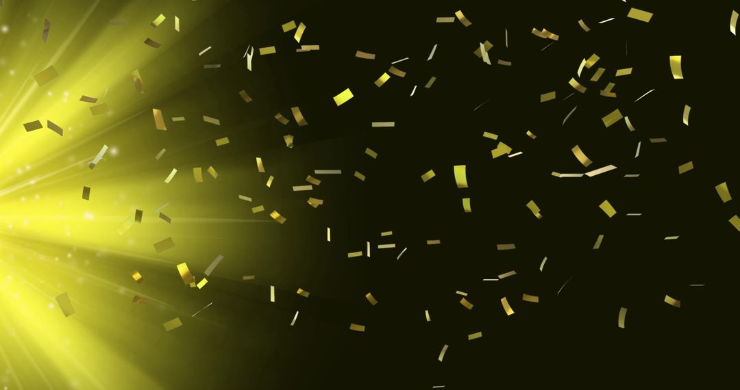 Falling Confetti on Glowing Yellow Light Background