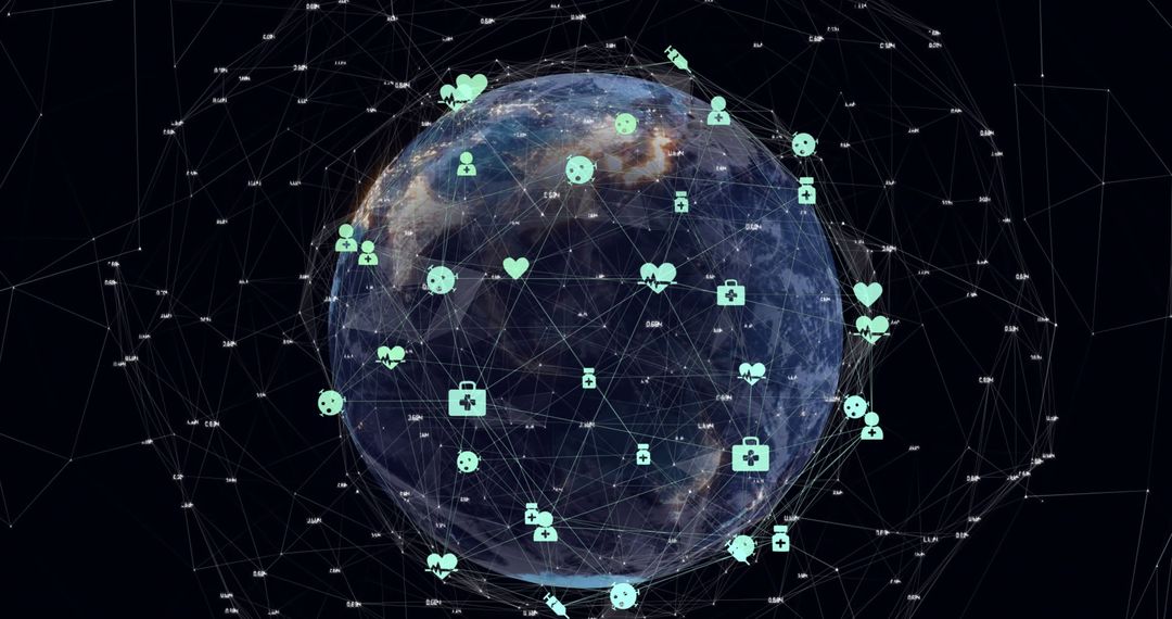 Futuristic Globe with Holographic Connectivity Symbols