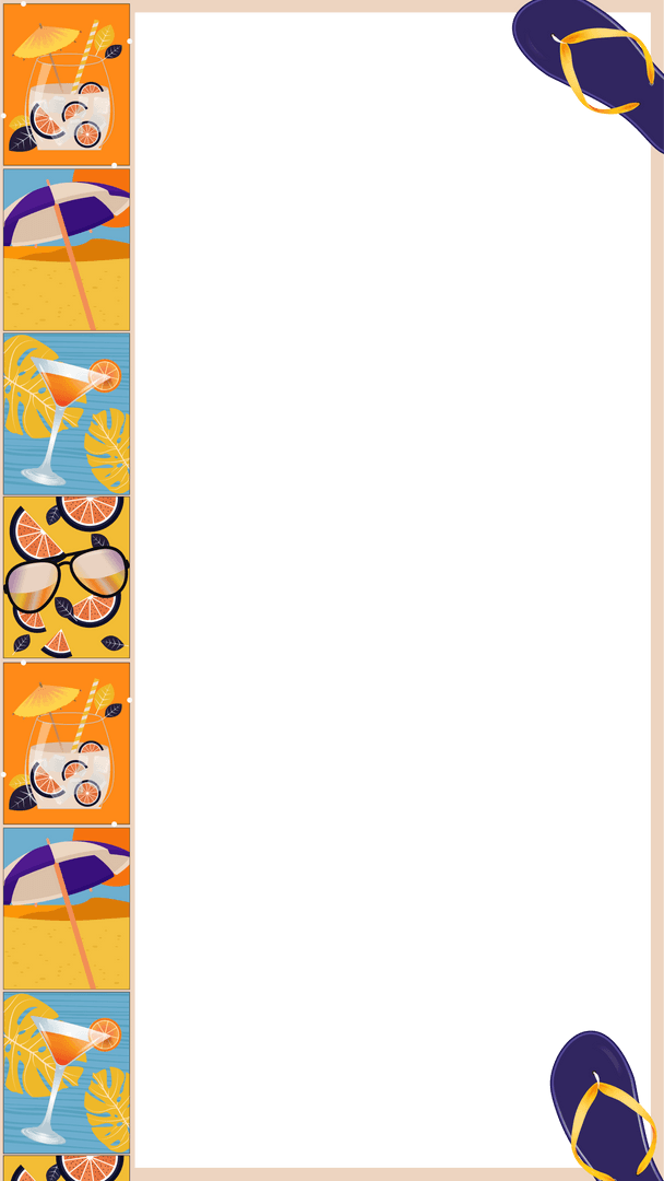 Transparent Summer Vacation Design with Flip-Flops and Tropical Icons