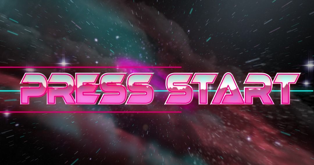 Retro Video Game Start Screen with Futuristic Graphics