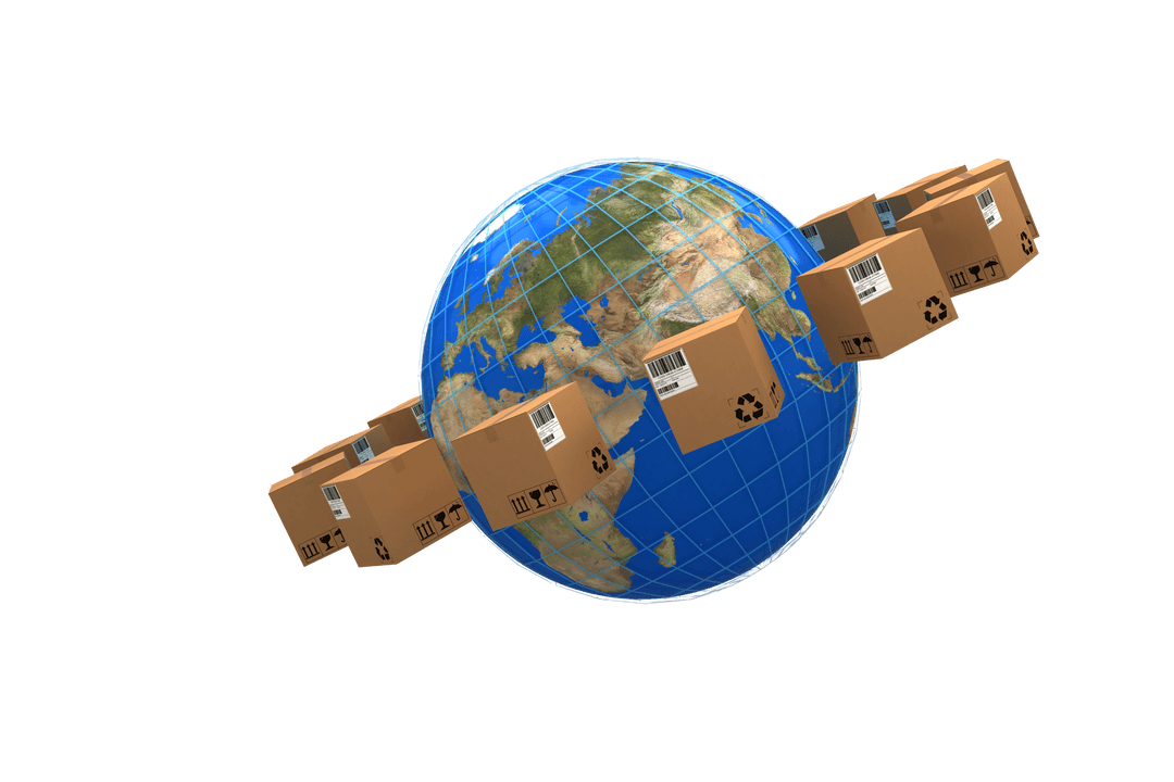 Transparent World Connected by Parcel Boxes Linking Global Trade