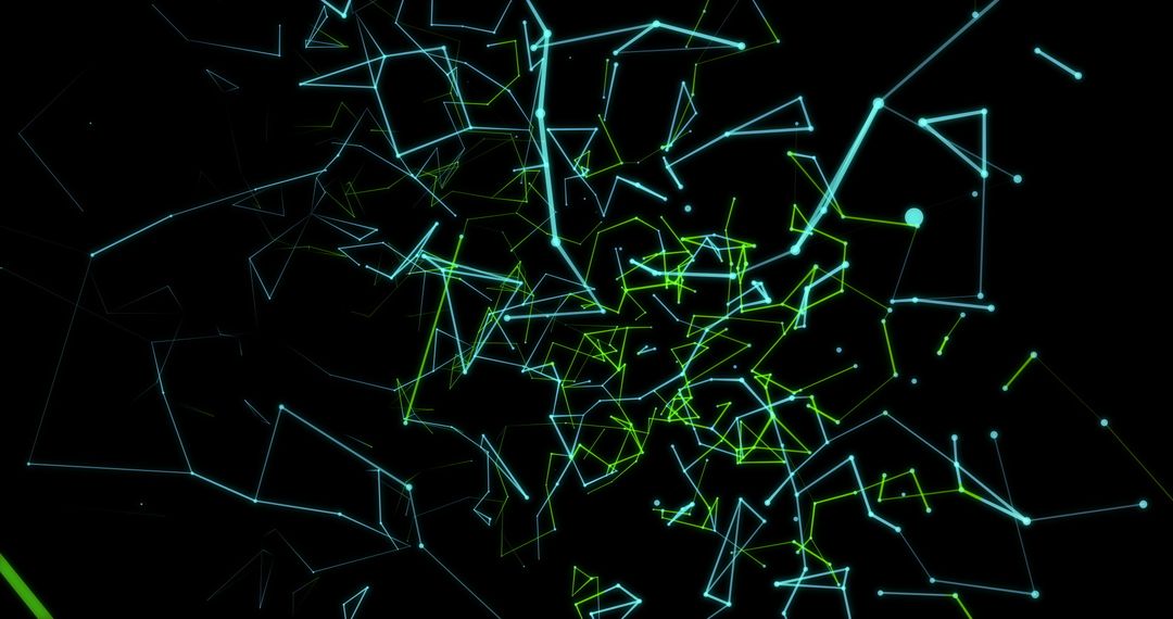 Digital Network Tunnel in Blue and Green on Black Background