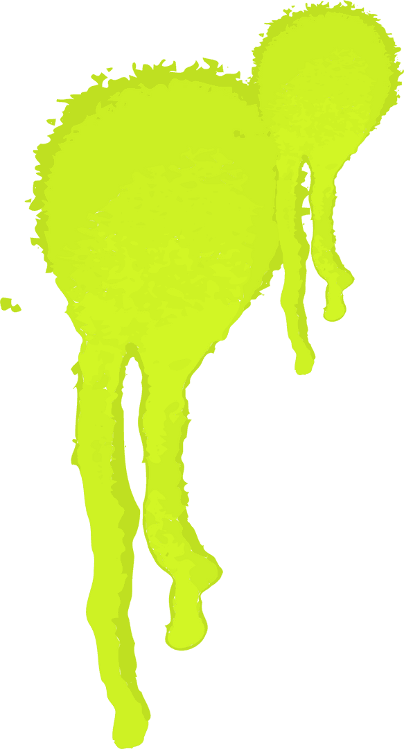 Neon Green Paint Drip Shape on Transparent Background