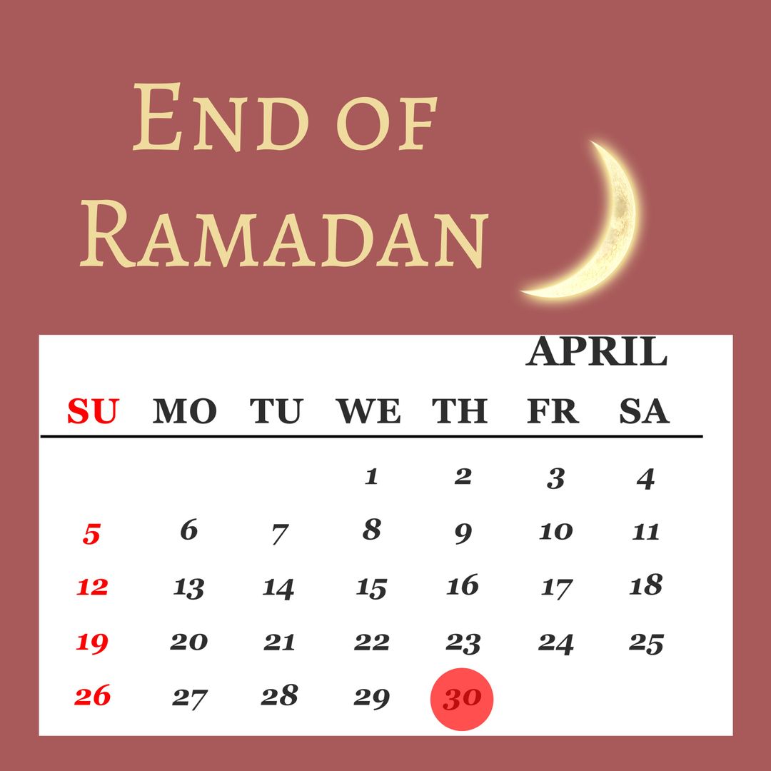 Crescent Moon Marks Ramadan Conclusion with Calendar Design