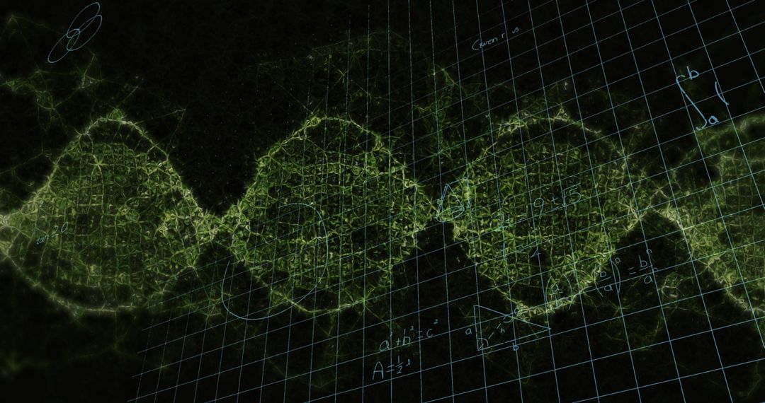 Futuristic DNA Strand with Mathematical Calculations Enhancing Ones Sci-Fi Imagery