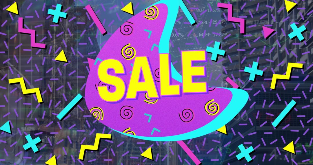 Vibrant Sale Sign with Colorful Abstract Graphics - Free Images, Stock Photos and Pictures on Pikwizard.com