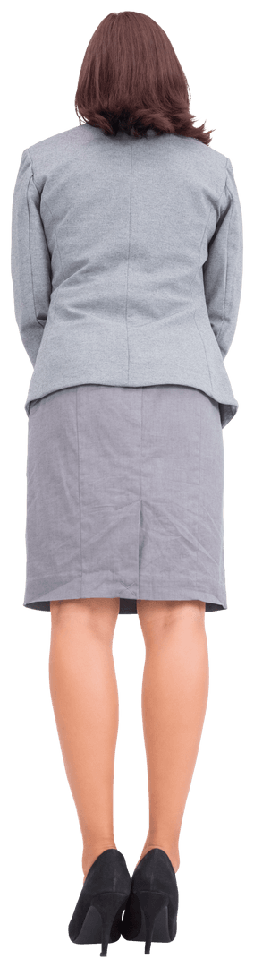 Rear View of Businesswoman in Formal Attire with Transparent Background