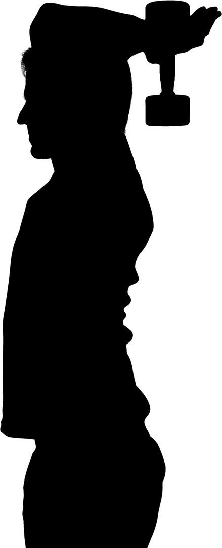 Silhouette of Male Performing Transparent Dumbbell Workout