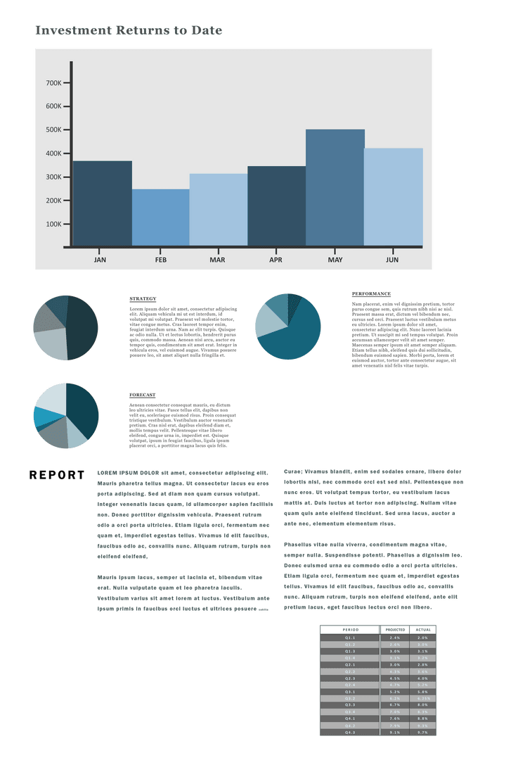 Transparent Business Chart Illustration with Blue Shades