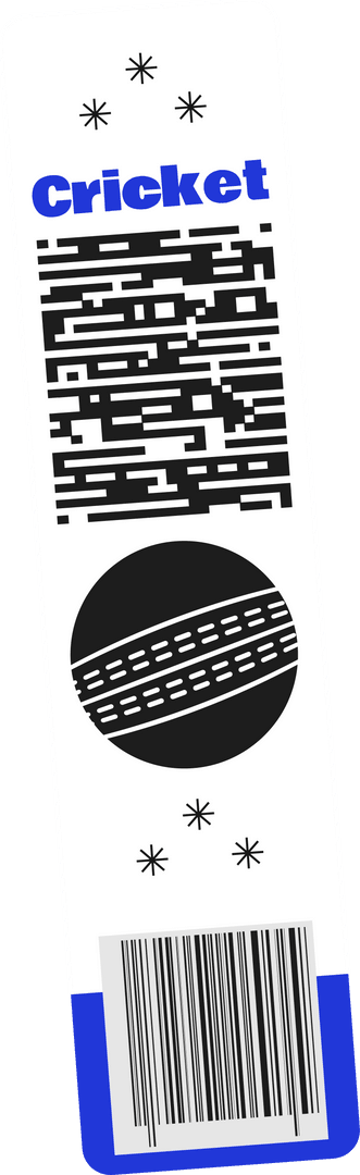 Minimalist Transparent Cricket Ball Label with Barcode Design