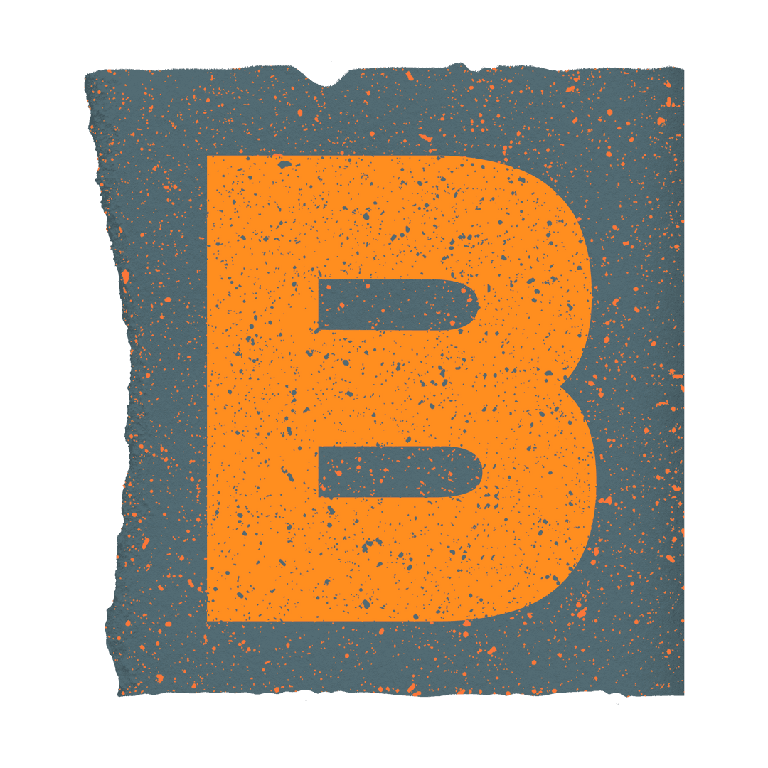 Distressed Orange B on Transparent Background