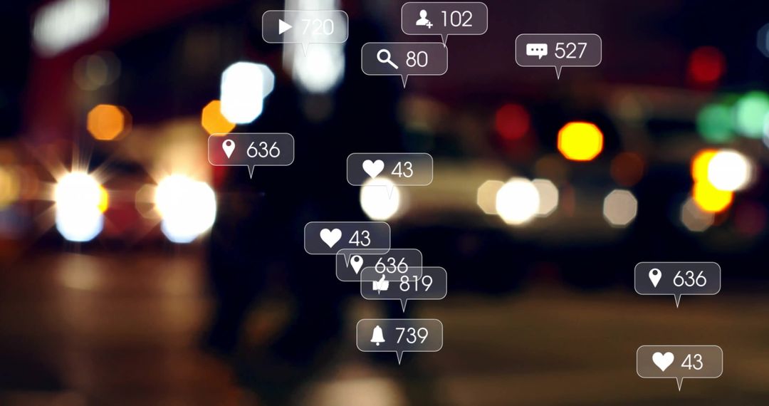 Abstract Social Media Interface Over Blurred Cityscape