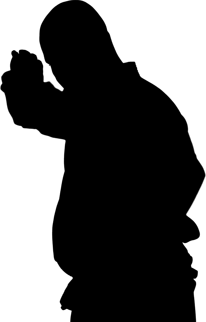 Transparent Silhouette of Worker Raising Arm on Task