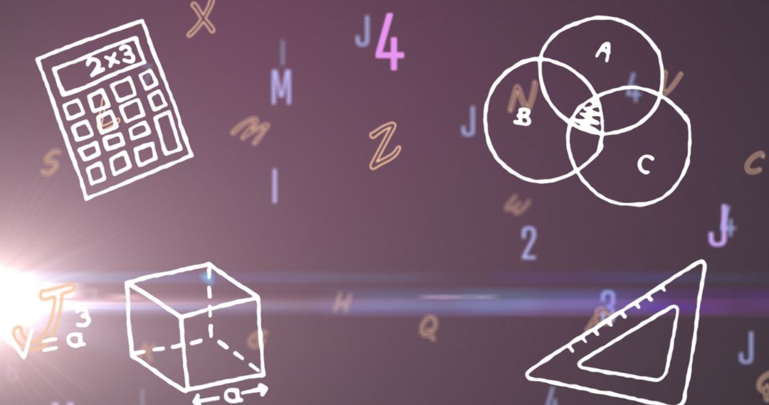 Math Geometry Symbols on Purple Chalkboard