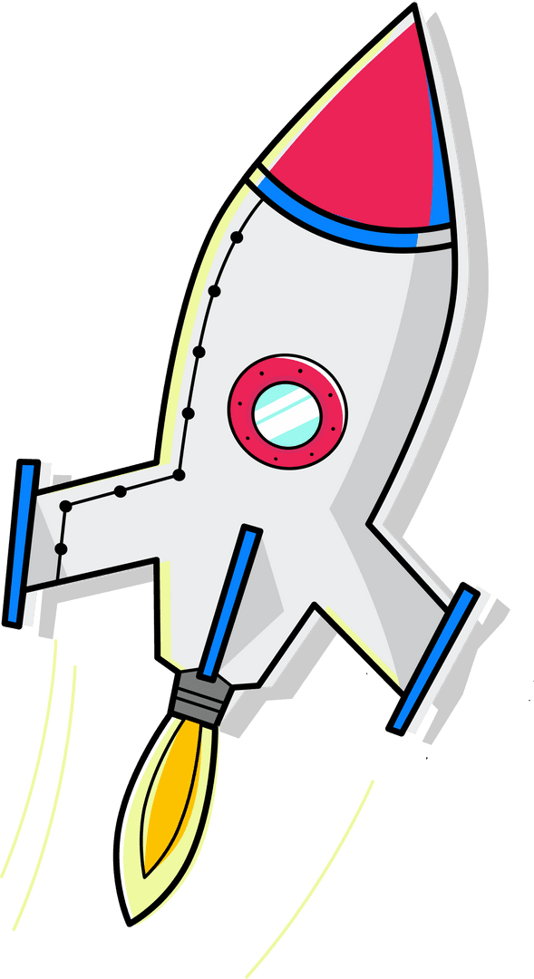 Dynamic Rocket Ascending on Transparent Background