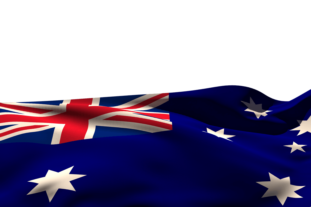 Australian National Flag on Transparently Flowing Surface