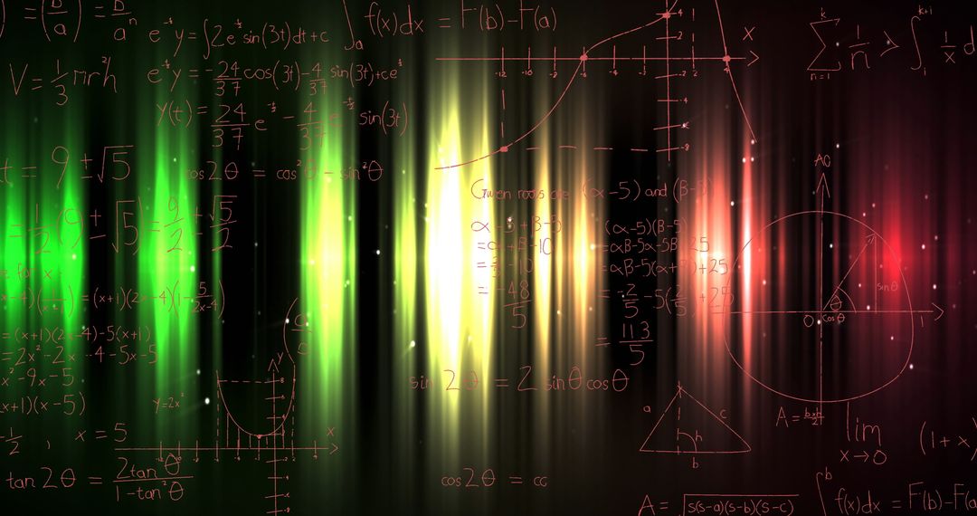Mathematical Formulas over Colorful Light Trails Background