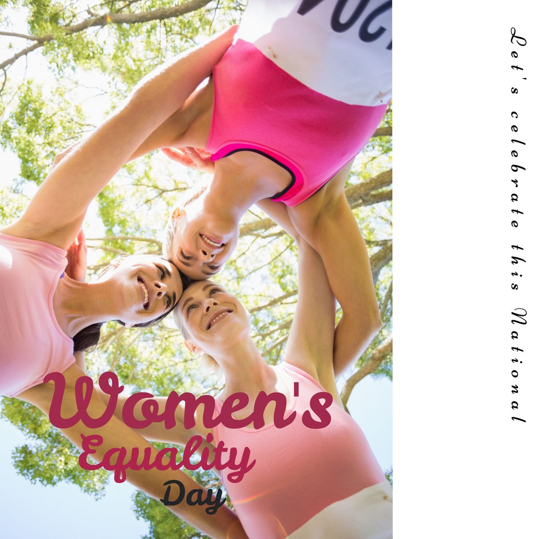 Joyful Women Celebrating Women's Equality Day in Supportive Huddle