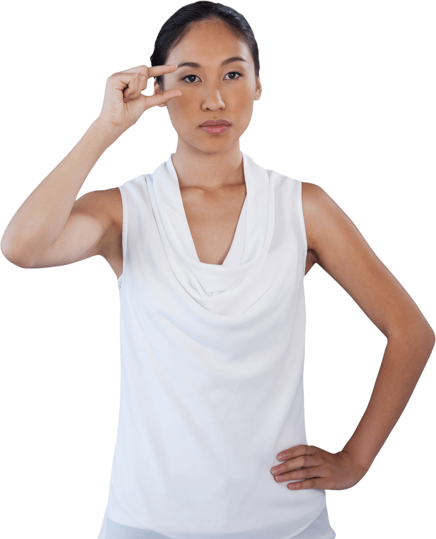 Confident Businesswoman Adjusting Transparent Eyeglasses, Close-up