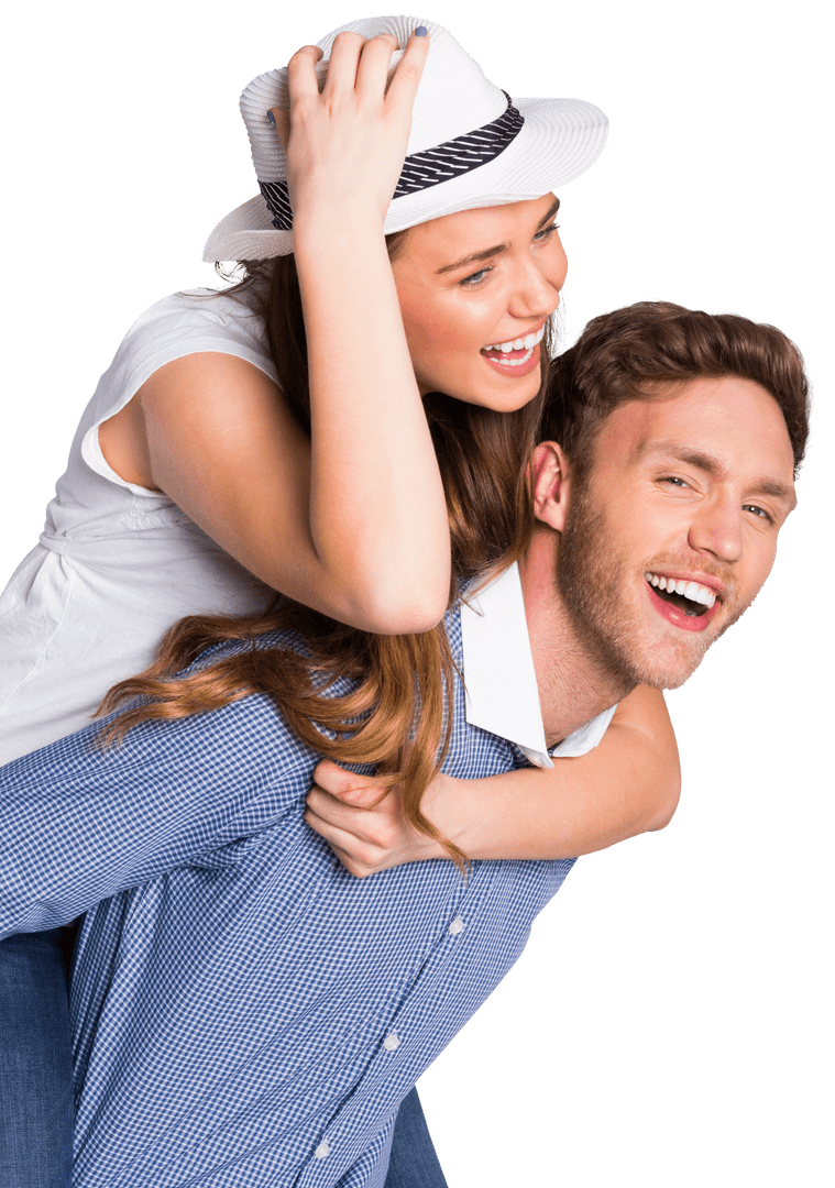 Cheerful Couple Enjoying Playful Moment, Smiling Piggyback Ride