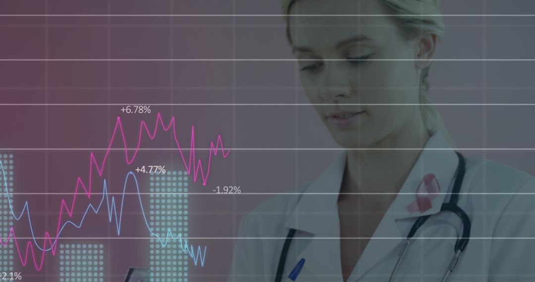 Female Doctor Analyzing Medical Data with Graphs in Background - Free Images, Stock Photos and Pictures on Pikwizard.com