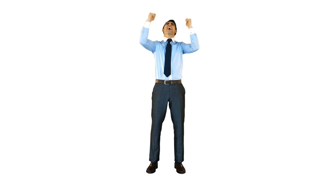Businessman celebrating victory on white background - Free Images, Stock Photos and Pictures on Pikwizard.com