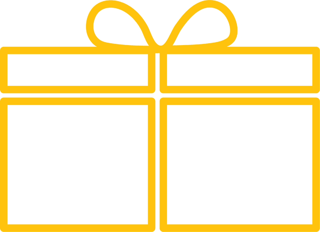 Yellow Gift with Ribbon on Transparent Background