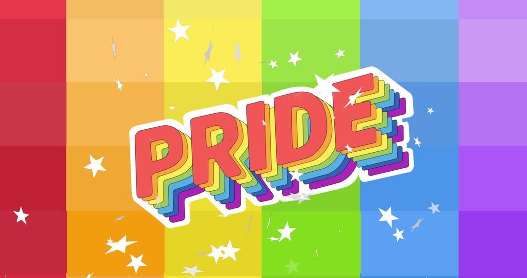 Rainbow Pride Poster with Vibrant Colors and Star Accents - Free Images, Stock Photos and Pictures on Pikwizard.com