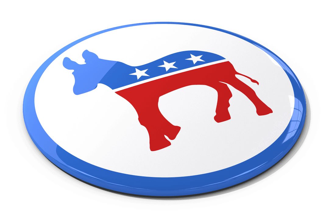 Democratic Party Donkey Badge on Transparent Background