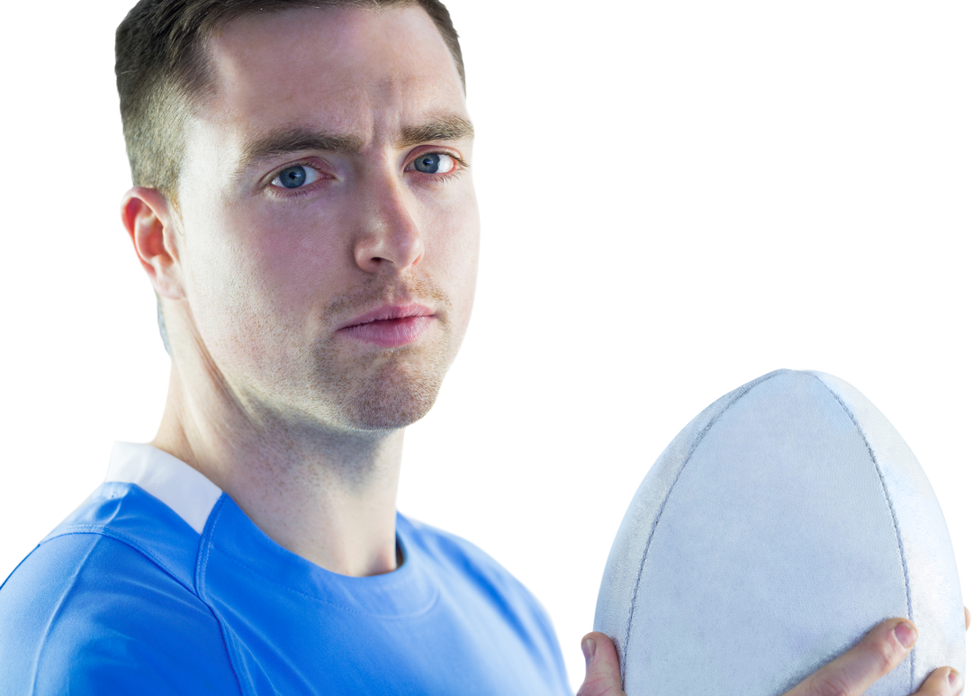 Close-Up Portrait Transparent Background Rugby Player Holding Rugby Ball - Download Free Stock Images Pikwizard.com